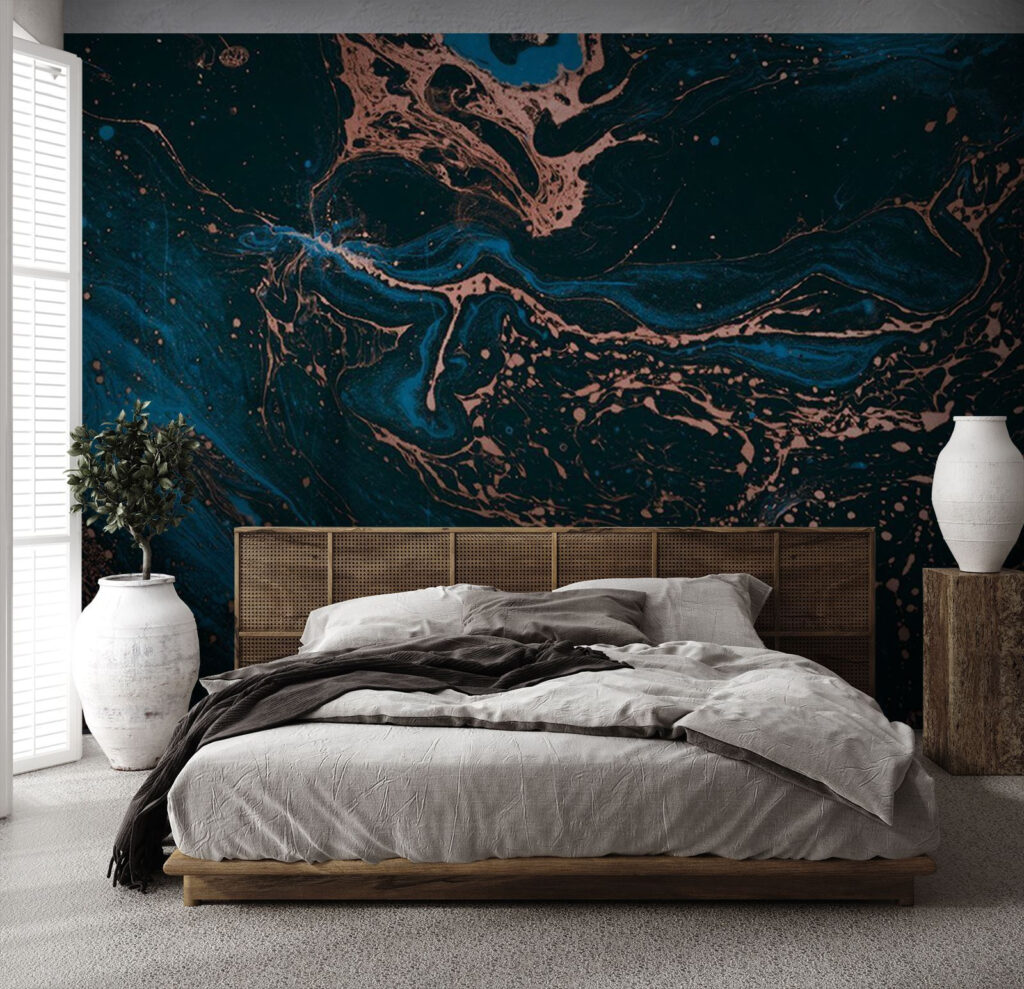 Koperkleurige stromen door diepblauw — interieur 2