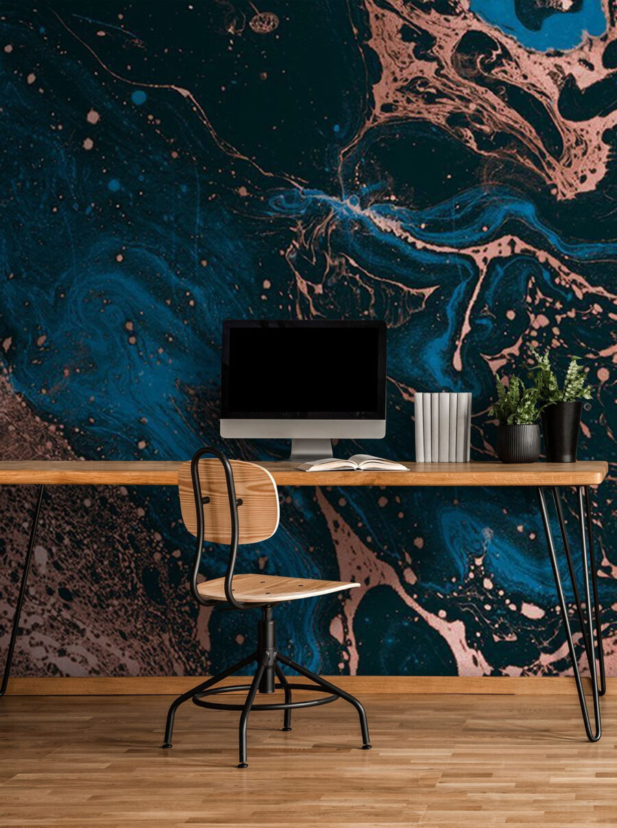 Koperkleurige stromen door diepblauw — interieur 4
