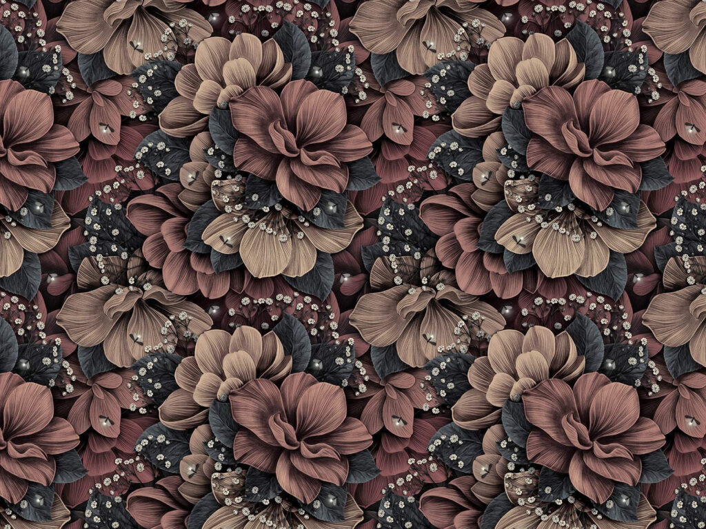 Bruinrode bloemen in nachtschaduw — volledig ontwerp
