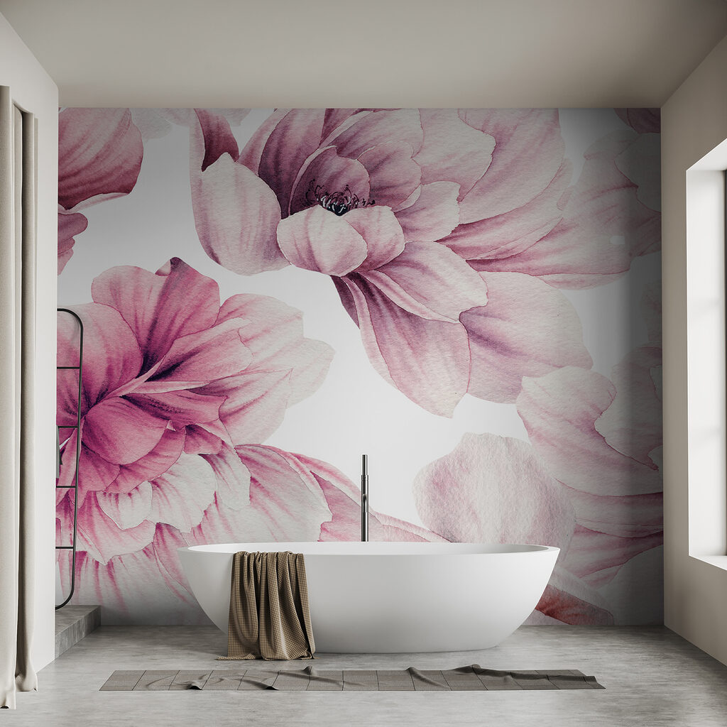 Roze dahlia's op wit — interieur 4