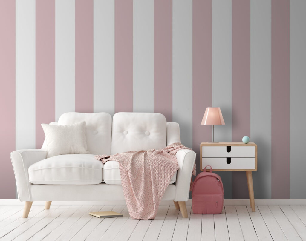 Roze strepen op roomwit — interieur 3