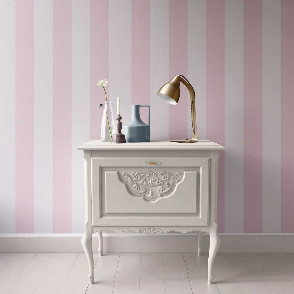 Roze strepen op roomwit — interieur 4