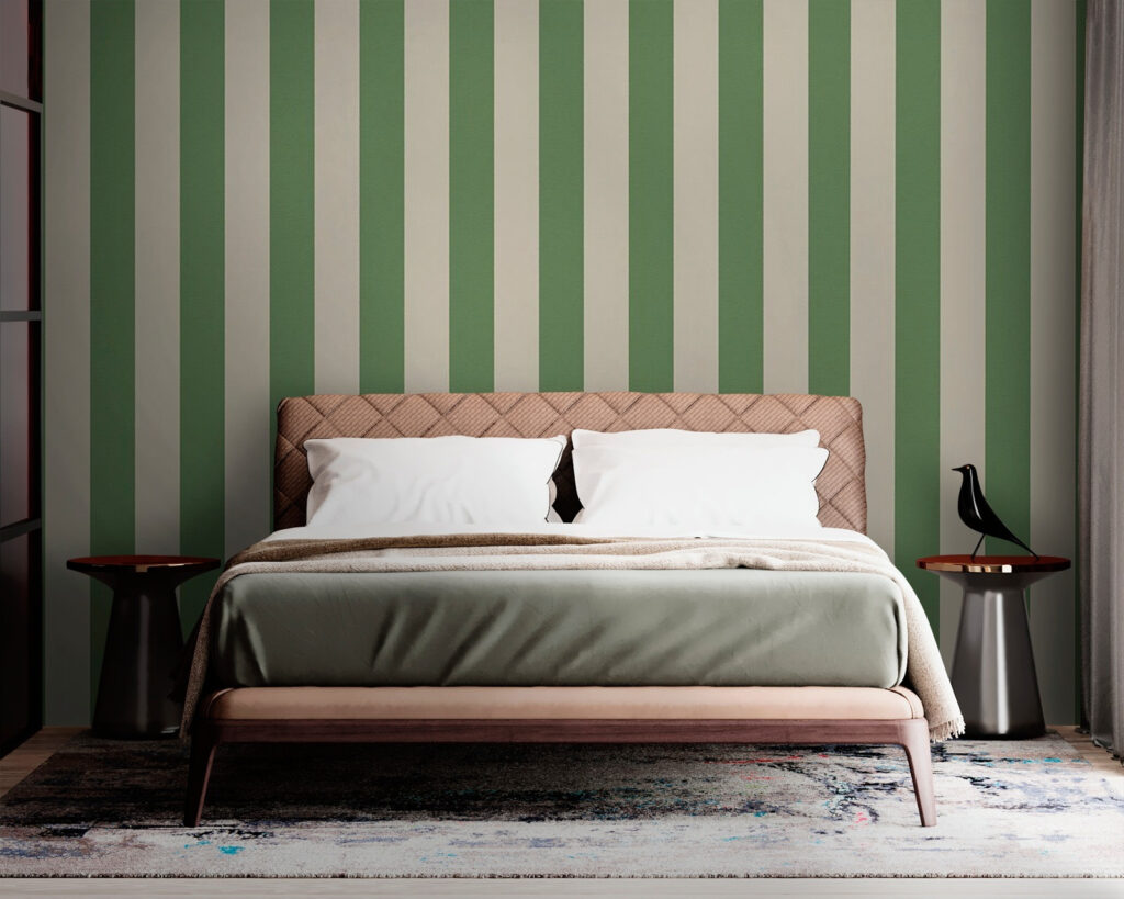 Groene strepen op roomwit — interieur 2