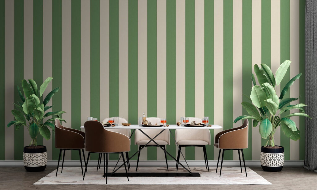Groene strepen op roomwit — interieur 3