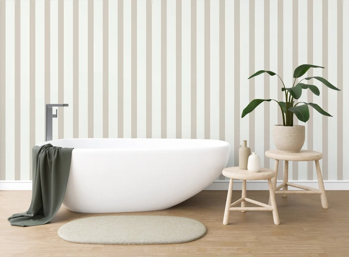 Stijlvolle verticale lijnen in zachte tinten in een interieur