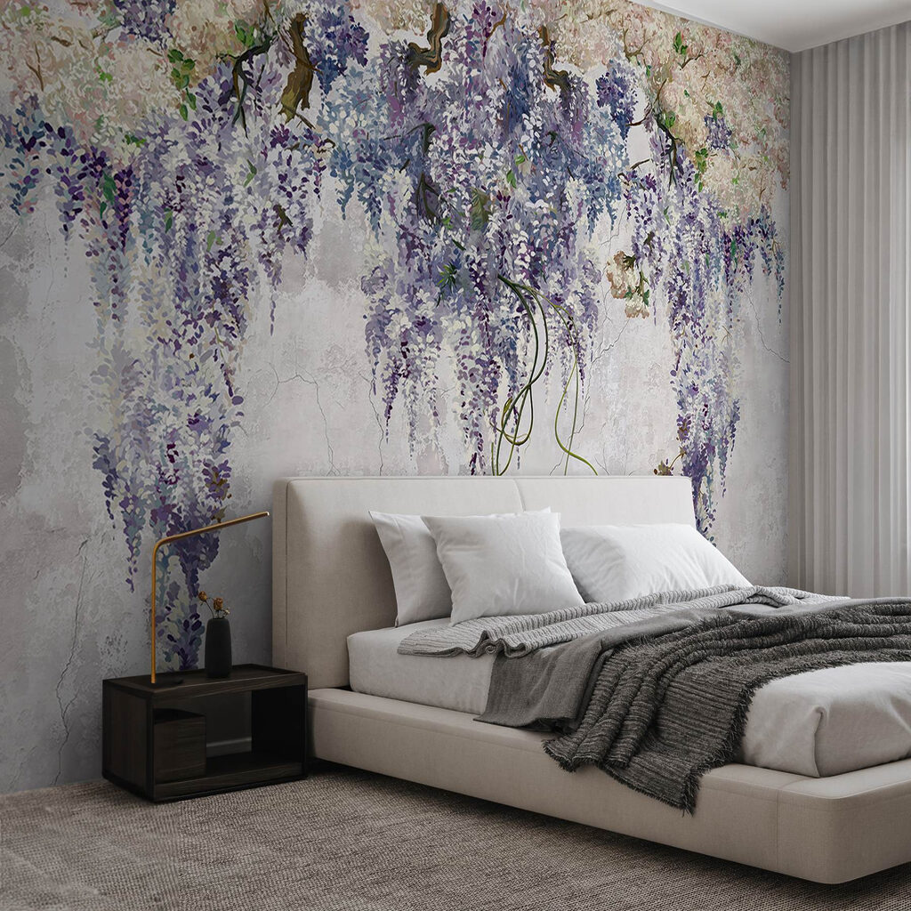 Paarse trossen op wit — interieur 2