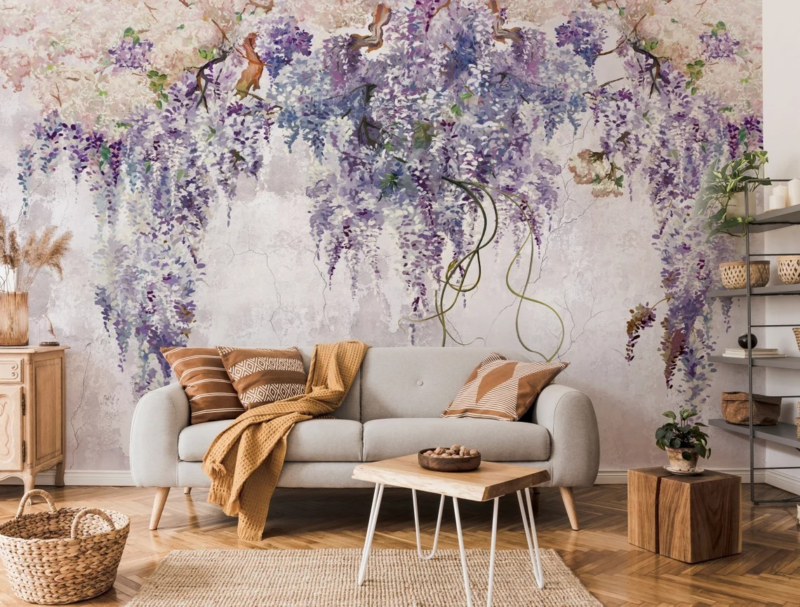 Paarse trossen op wit — interieur 1