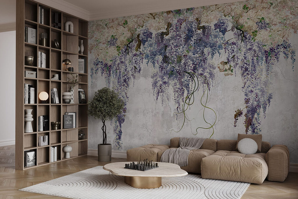 Paarse trossen op wit — interieur 3
