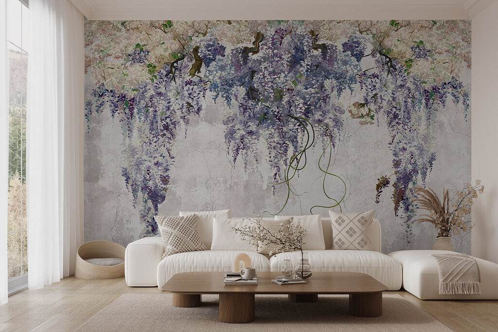 Paarse trossen op wit — interieur 4