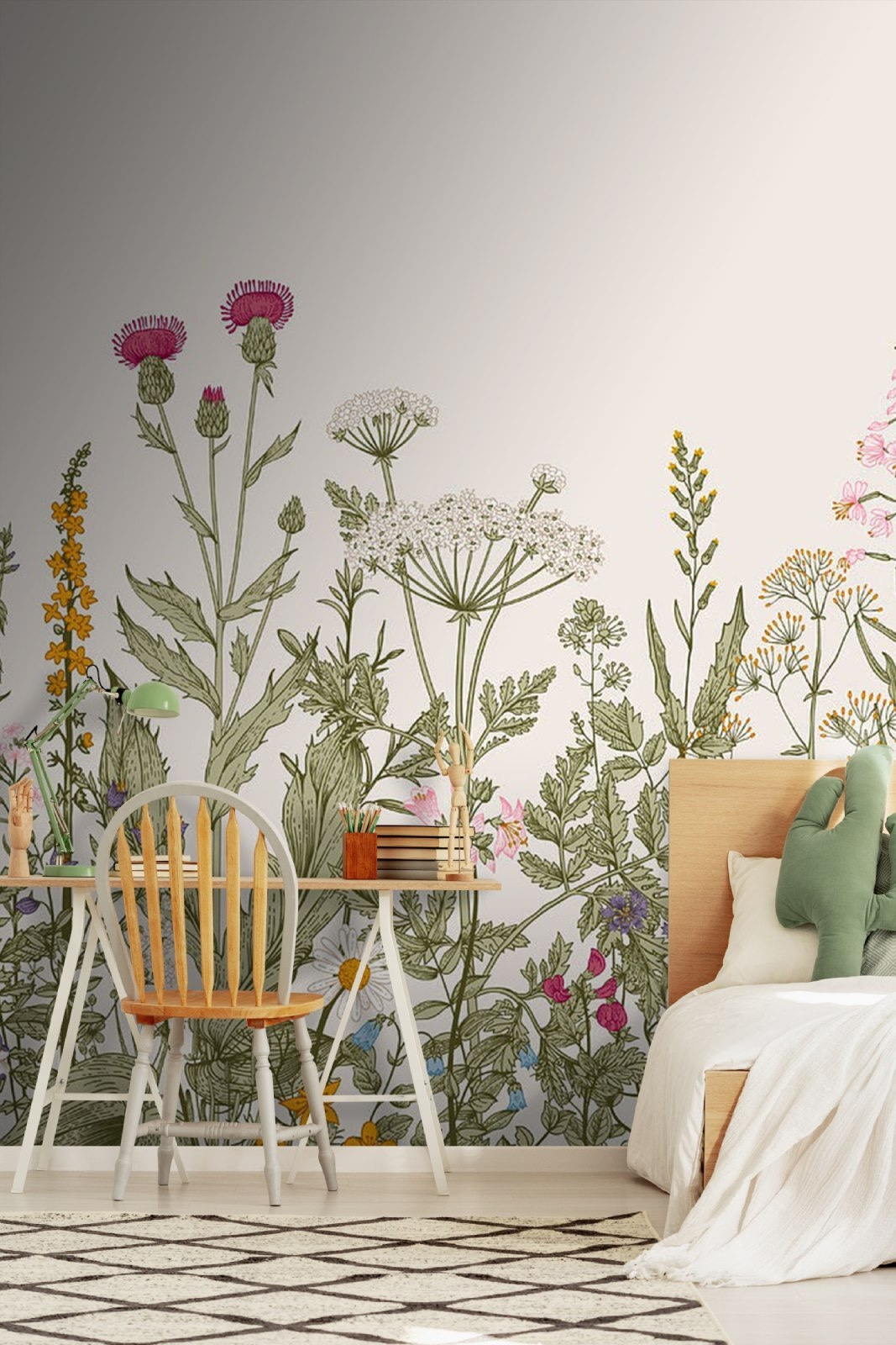 Veldbloemen onder roze lucht — interieur 3