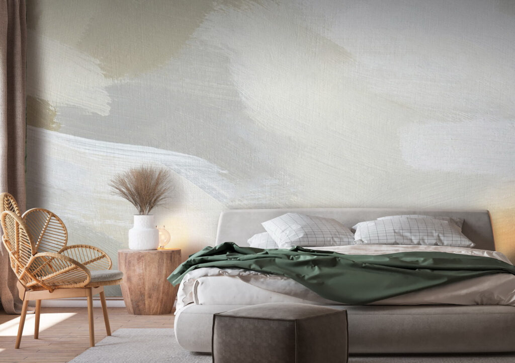 Brede penseelstreken in roomgrijs — interieur 1