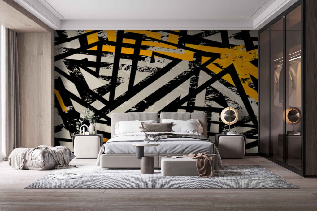 Zwart met geel patroon in een interieur