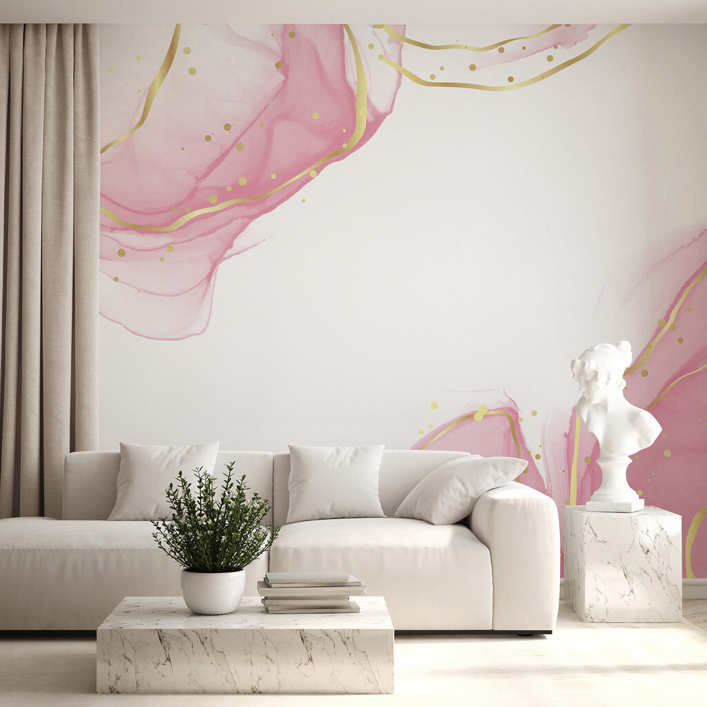 Roze kleurwolken langs wit — interieur 4