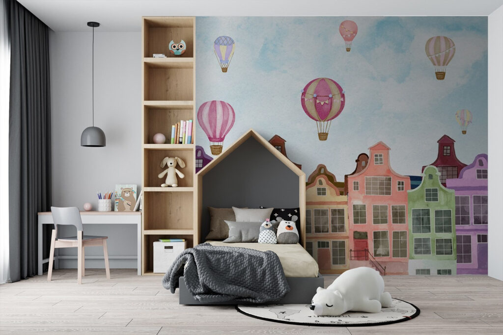 Ballonnen boven kleurige trapgevels — interieur 1