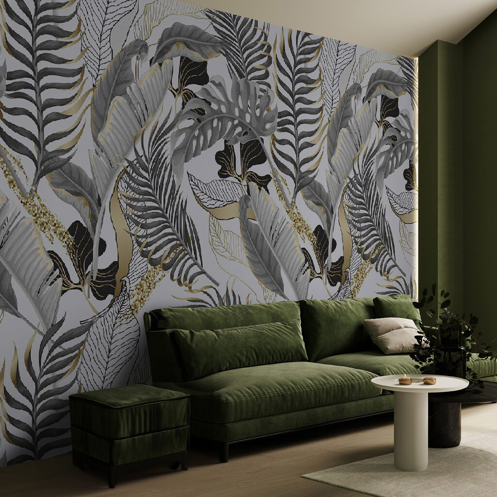 Grijze bladeren met goudaccenten — interieur 4