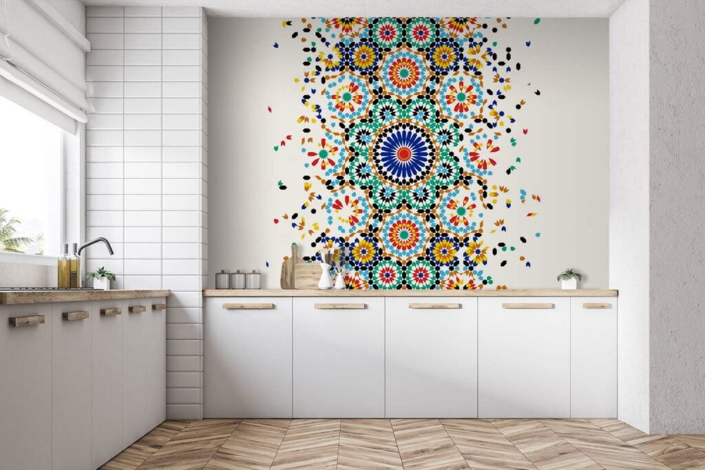 Kleurige rozetten in middenbaan — interieur 1