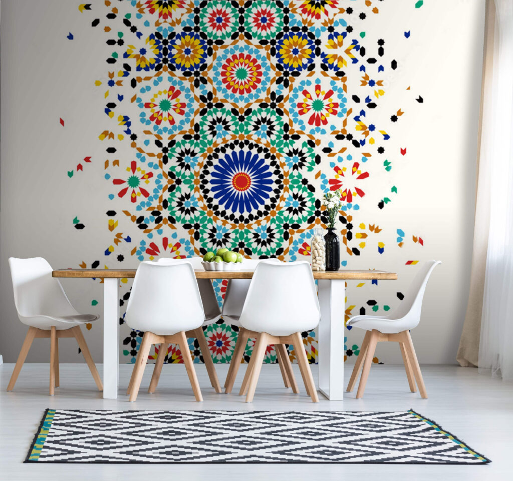 Kleurige rozetten in middenbaan — interieur 3