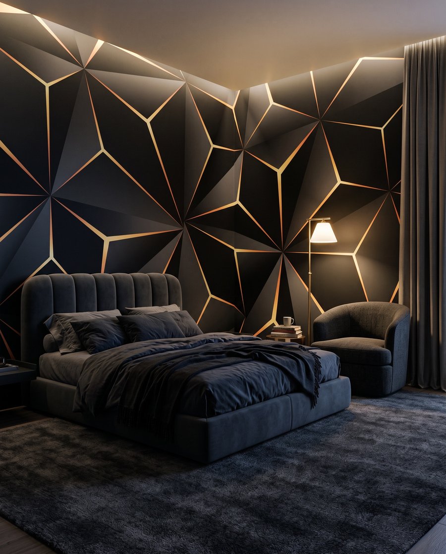 Zwart driehoekpatroon in een interieur