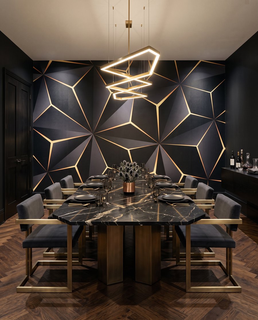 Gouden scheidslijnen in donker — interieur 3