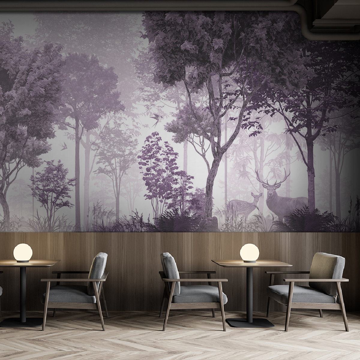 Herten in bleek woud — interieur 1
