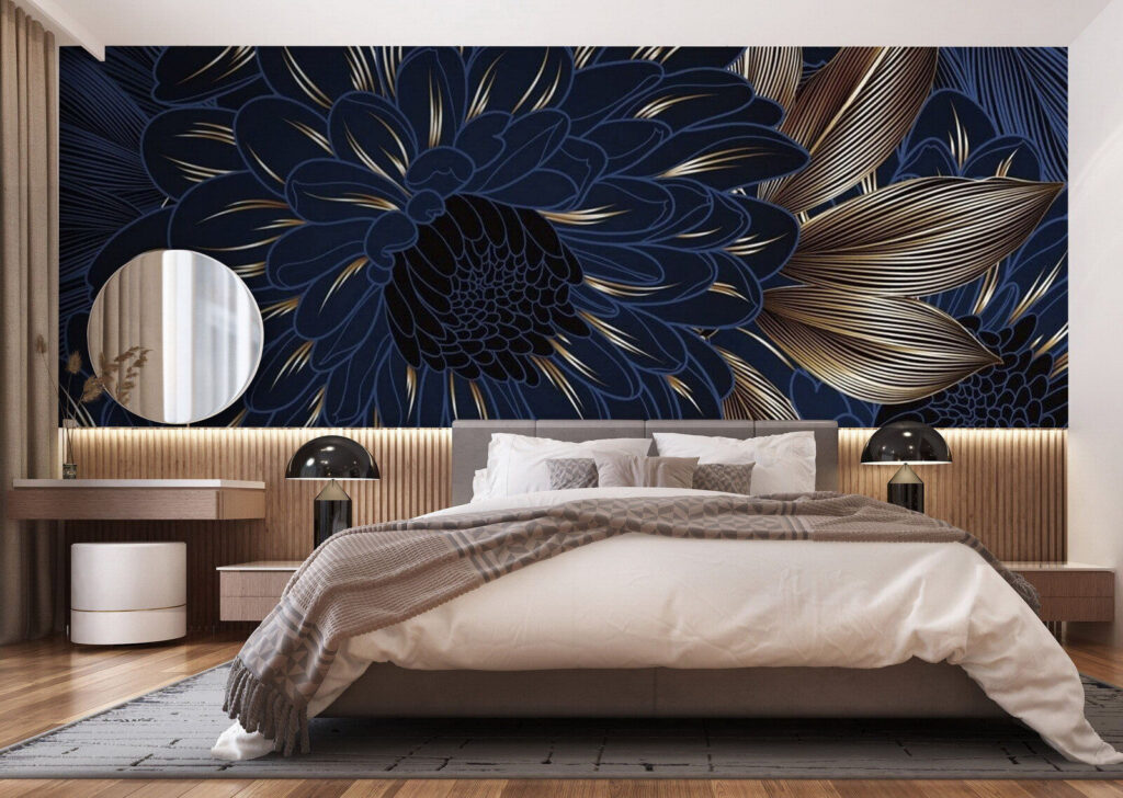 Blauwe bloei in lijnenspel — interieur 2