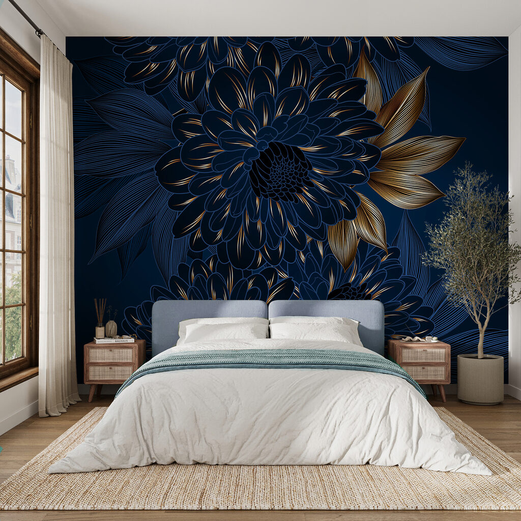 Blauwe bloei in lijnenspel — interieur 4