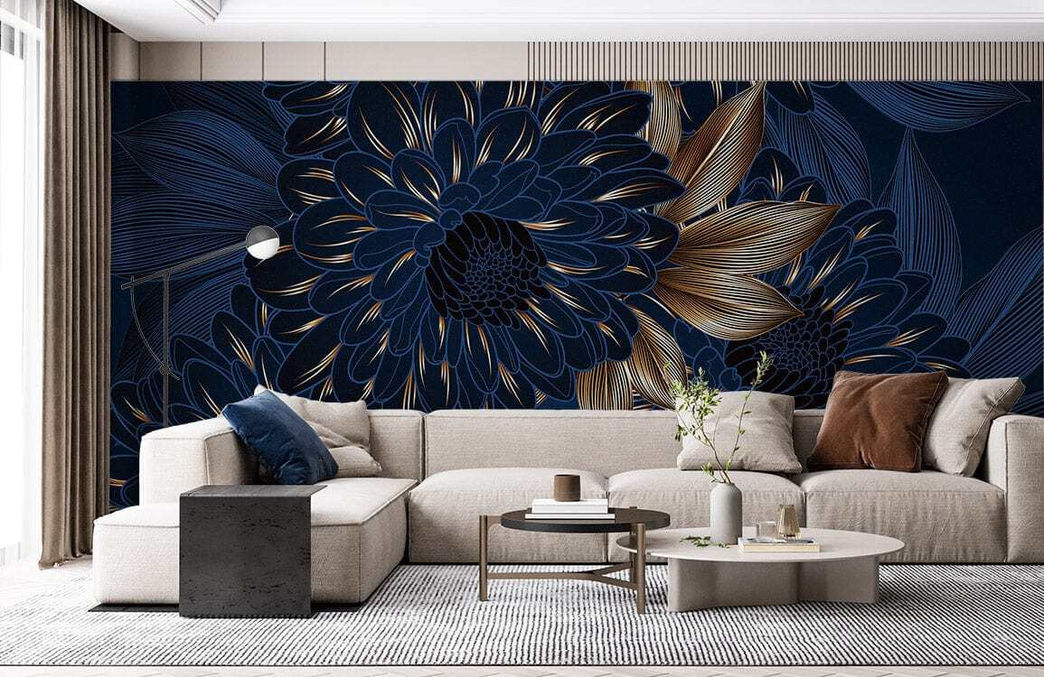 Blauwe bloei in lijnenspel — interieur 3
