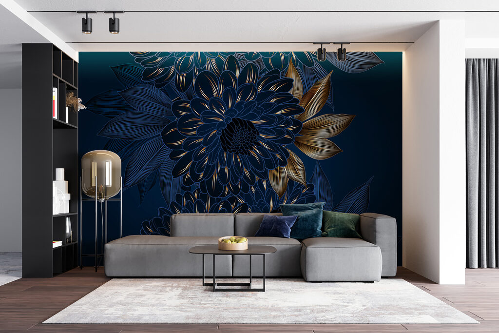 Blauwe bloei in lijnenspel — interieur 5