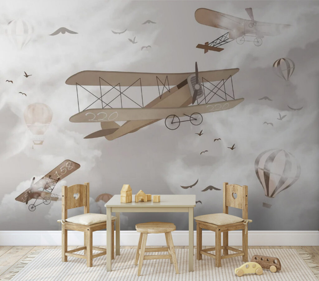 Oude vliegtuigen tussen wolken — interieur 1
