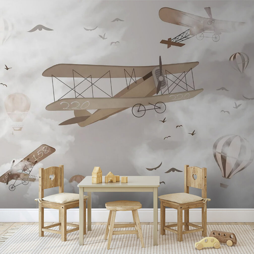 Oude vliegtuigen tussen wolken — interieur 4