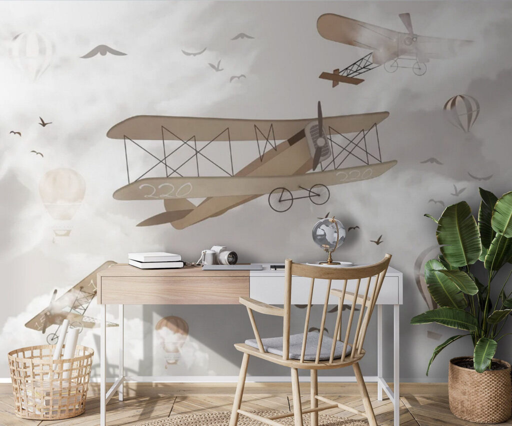 Oude vliegtuigen tussen wolken — interieur 2
