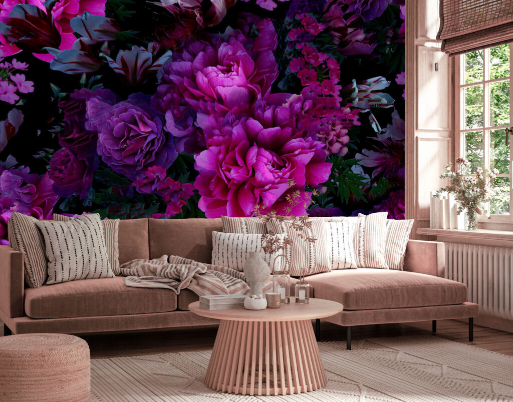 Paarse bloemen, diepe schaduw — interieur 2
