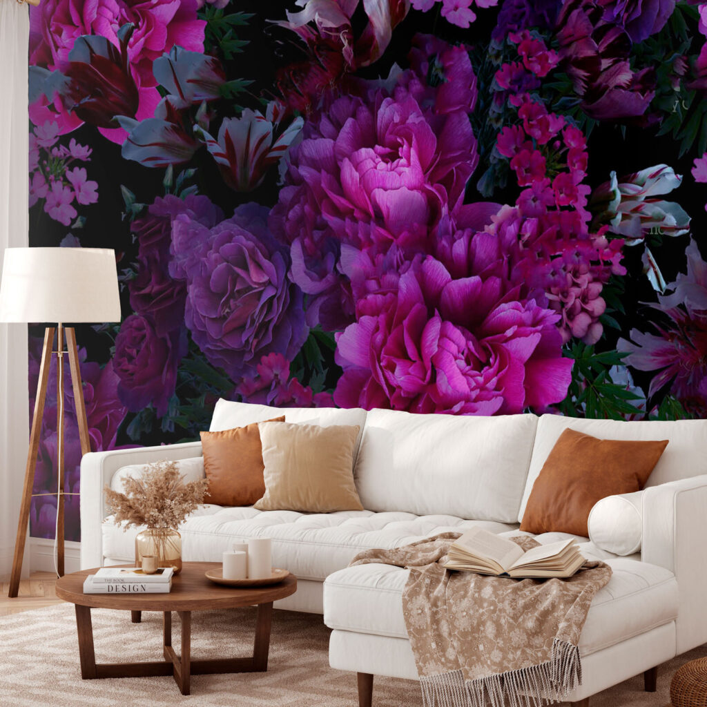 Paarse bloemen, diepe schaduw — interieur 3