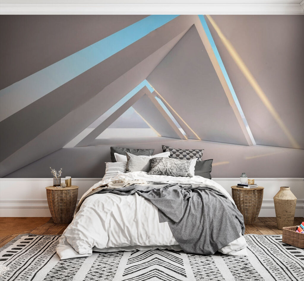 Driehoekige gang, blauwe lucht — interieur 1