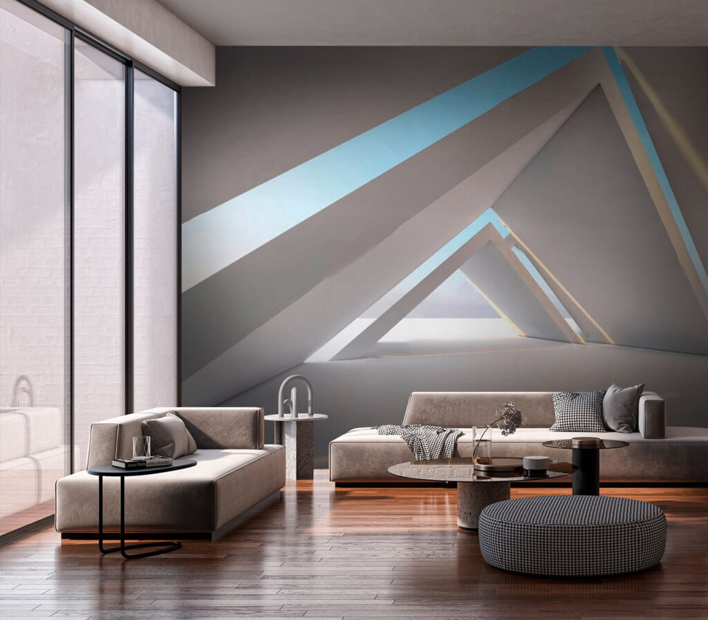Driehoekige gang, blauwe lucht — interieur 2