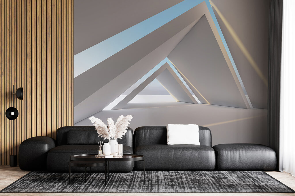 Driehoekige gang, blauwe lucht — interieur 4