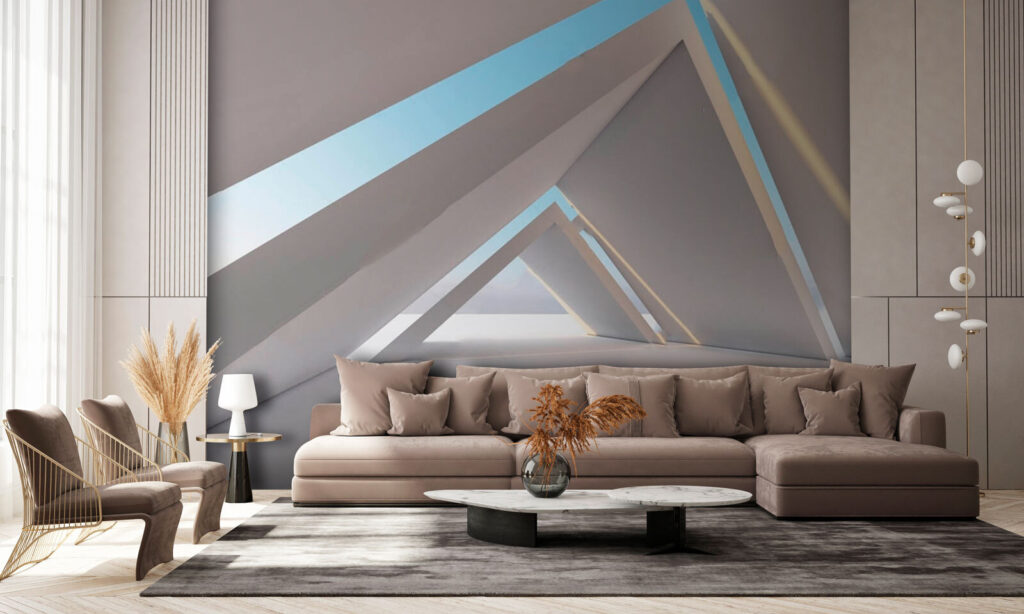 Driehoekige gang, blauwe lucht — interieur 3