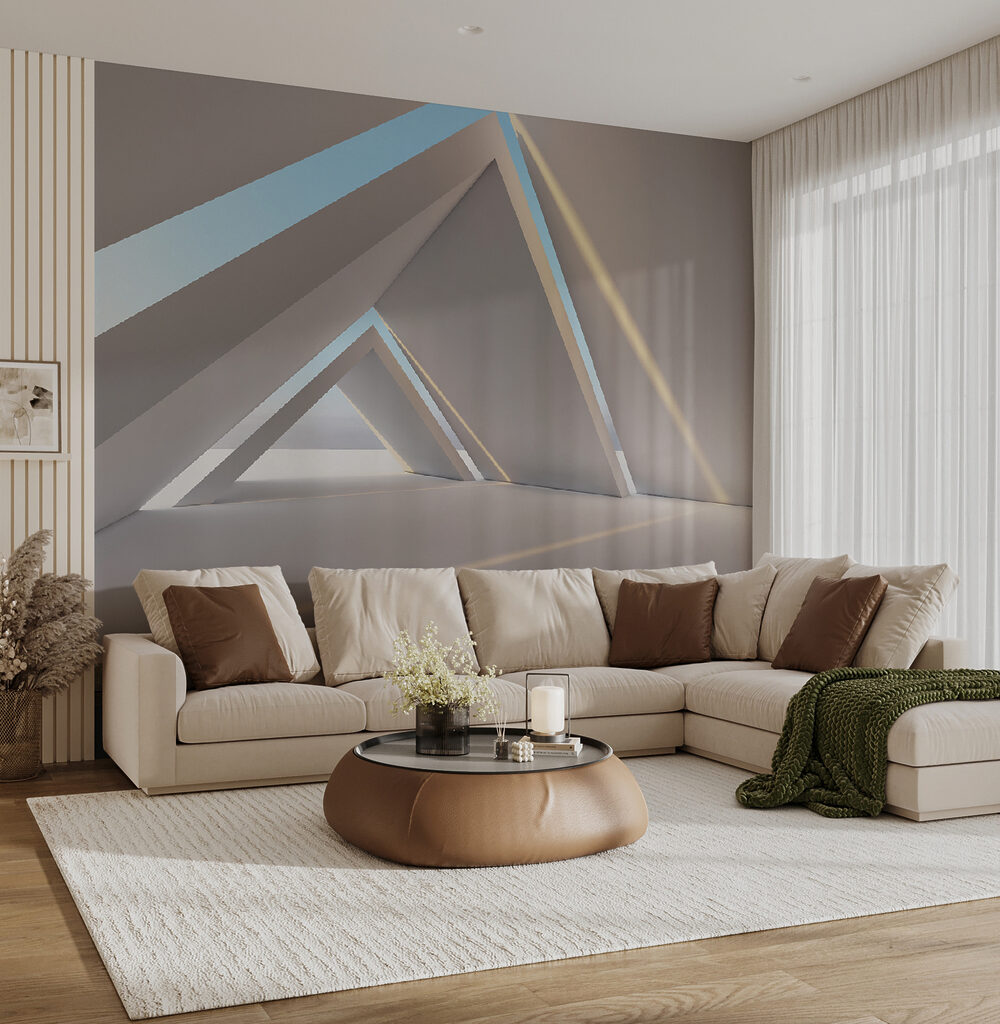 Driehoekige gang, blauwe lucht — interieur 5