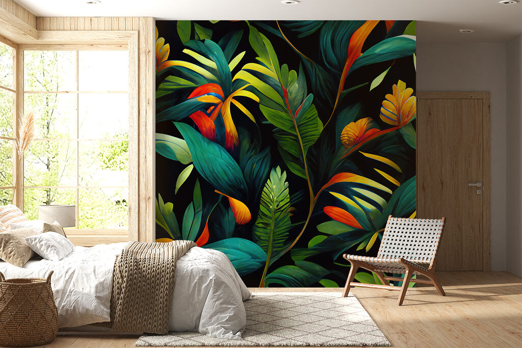 Warme bloemen op diepgroen — interieur 4