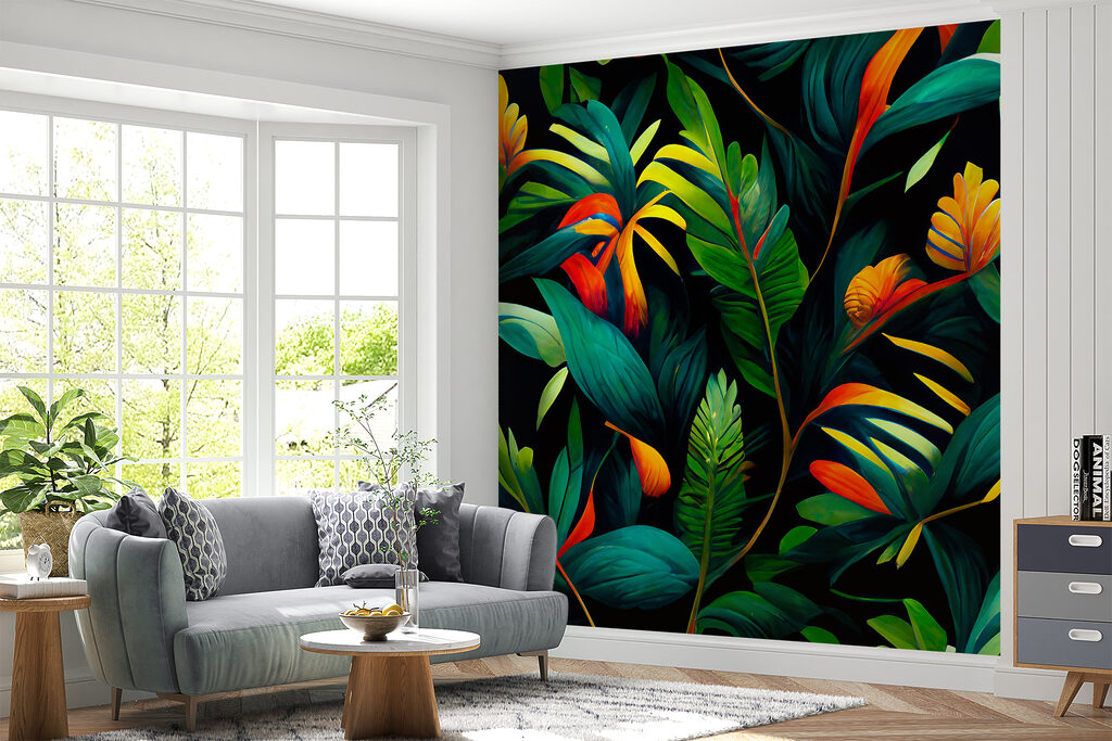 Warme bloemen op diepgroen — interieur 5