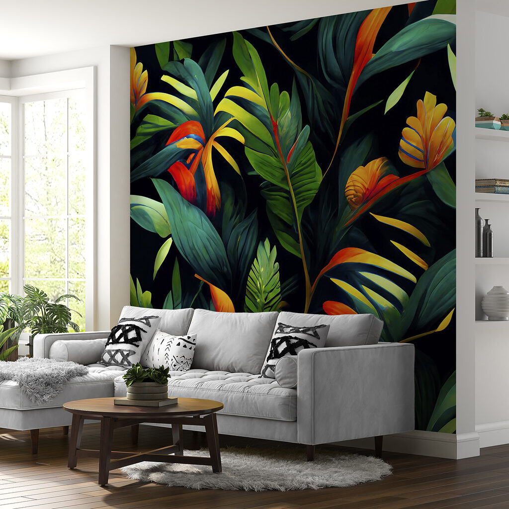 Warme bloemen op diepgroen — interieur 6