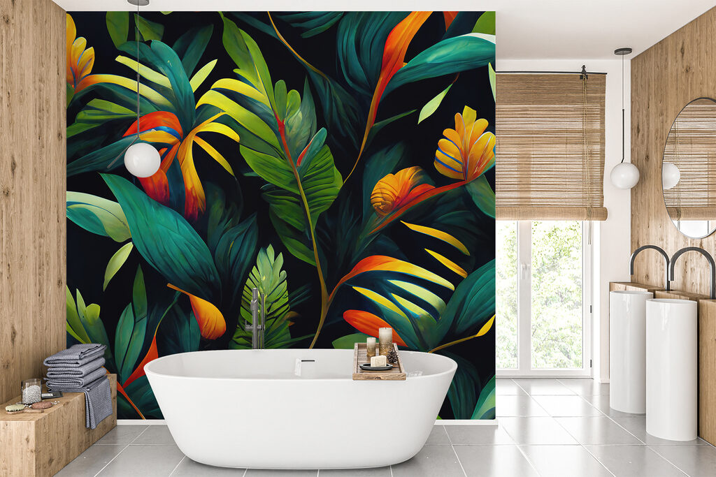 Warme bloemen op diepgroen — interieur 7