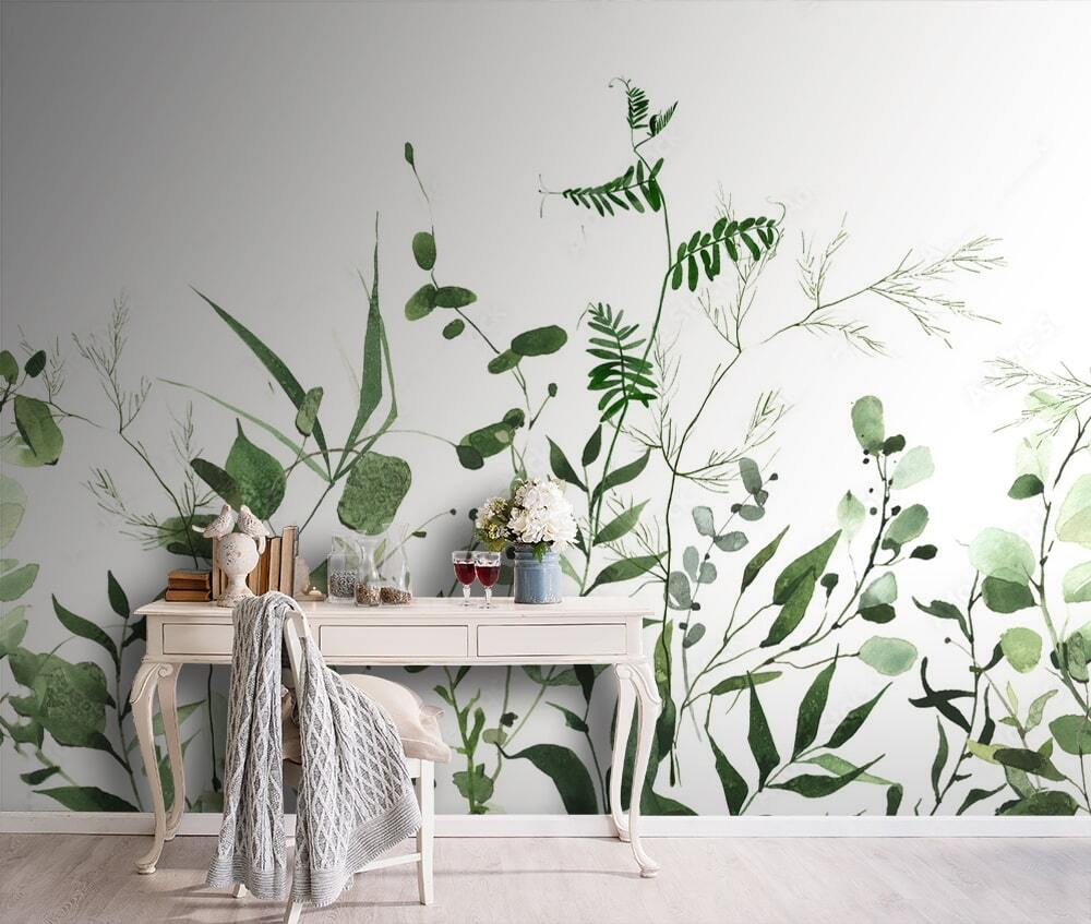 Weelderig groen op een witte achtergrond — interieur 2