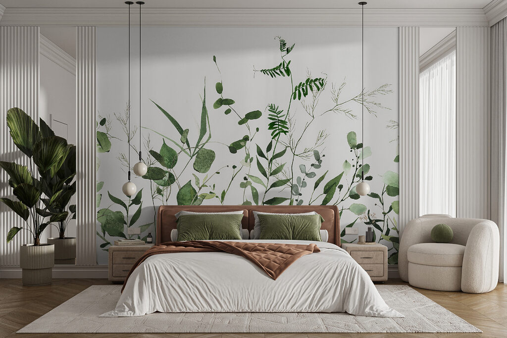 Weelderig groen op een witte achtergrond — interieur 4