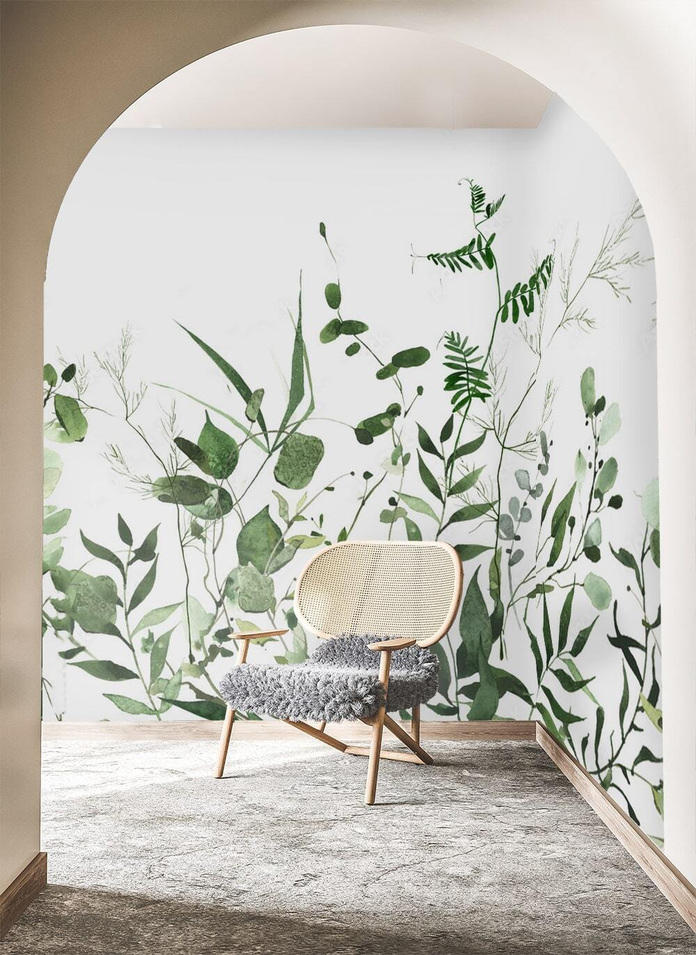 Weelderig groen op een witte achtergrond — interieur 1