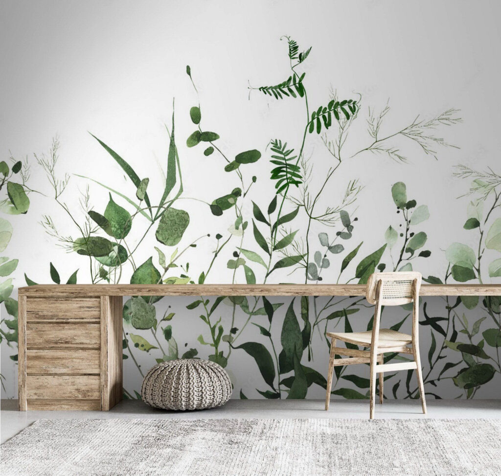Weelderig groen op een witte achtergrond — interieur 3