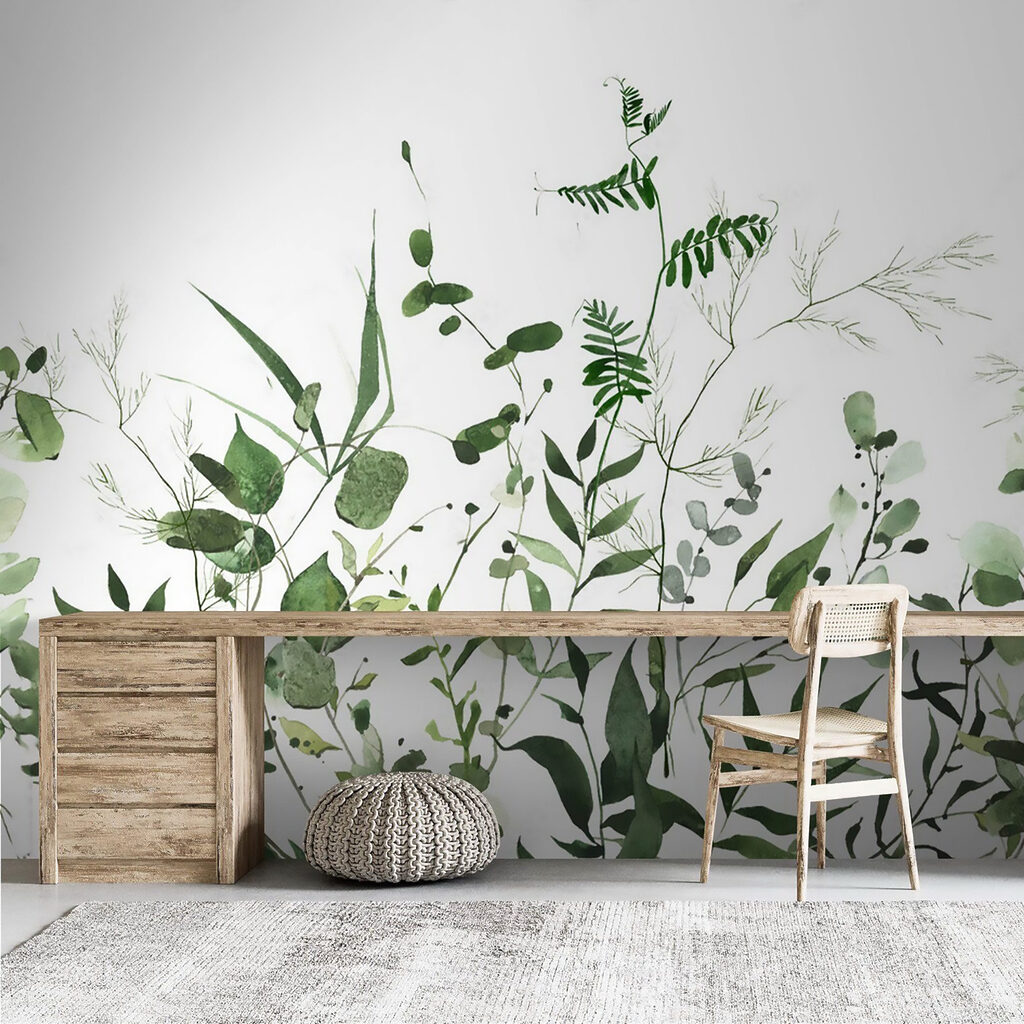 Weelderig groen op een witte achtergrond — interieur 5