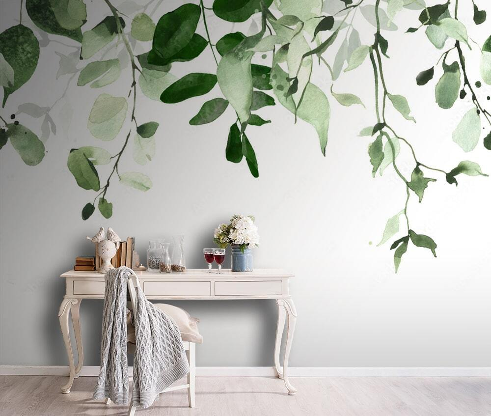 Hangende blaadjes tegen wit — interieur 2