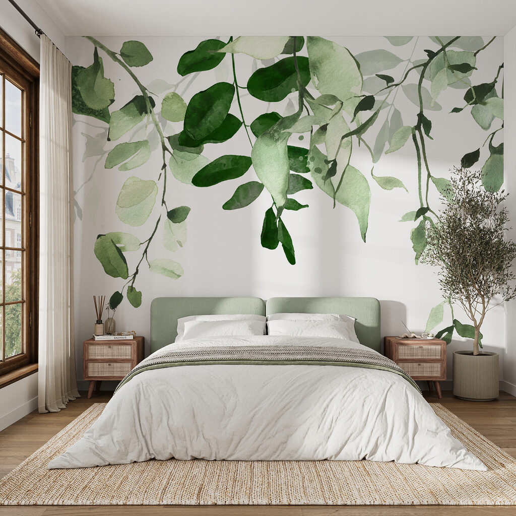 Hangende blaadjes tegen wit — interieur 4