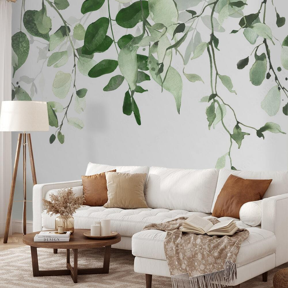 Hangende blaadjes tegen wit — interieur 3